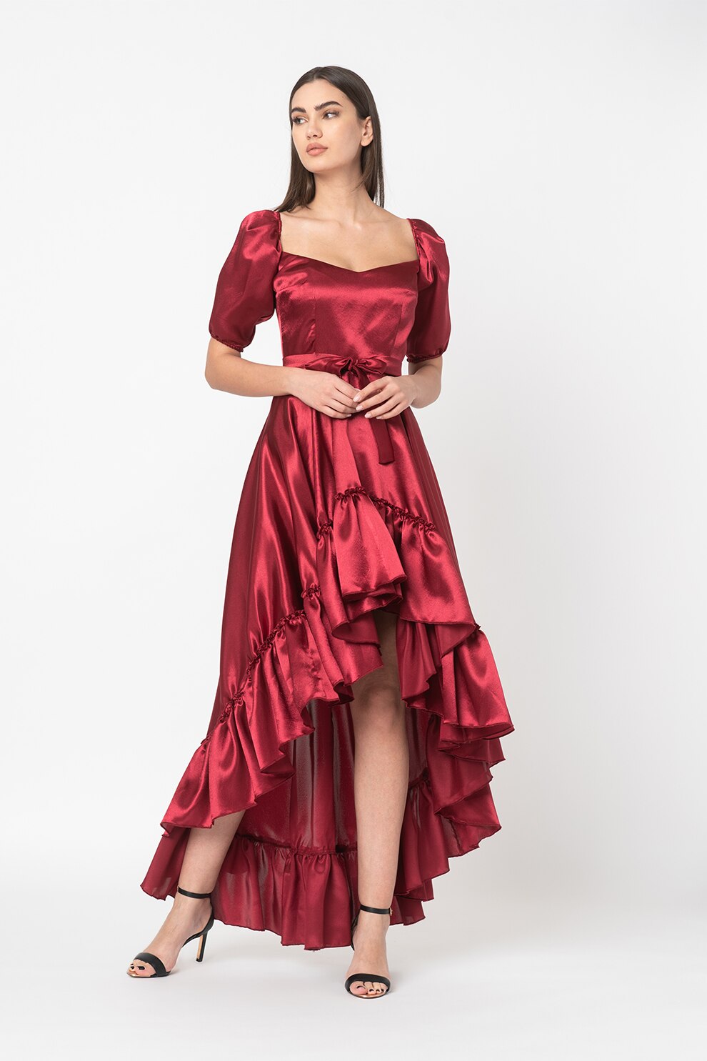 Amazing, Rochie asimetrica cu terminatie evazata, Violet tyrian