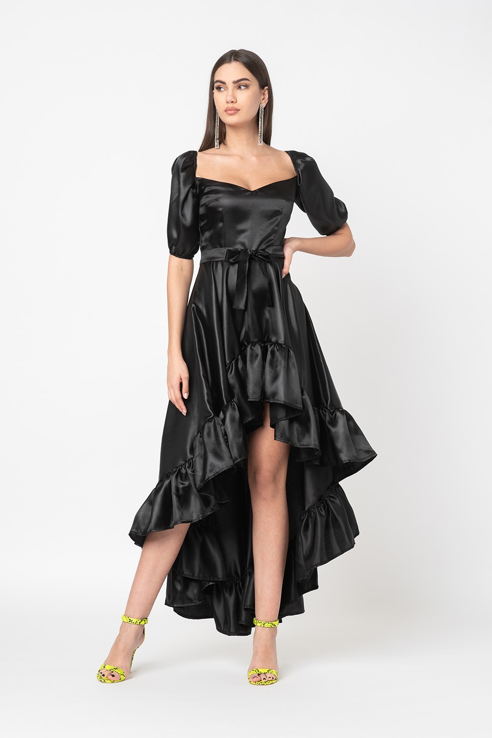 Amazing, Rochie asimetrica cu terminatie evazata, Gri antracit