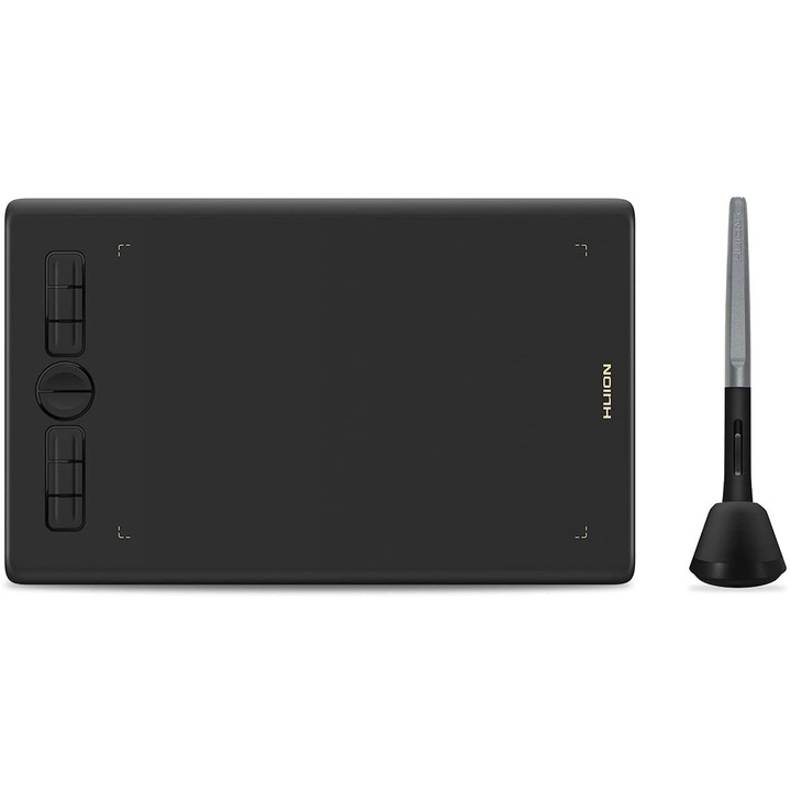 Tableta grafica HUION H580X cu 8 taste de presare, compatibil cu Chromebook, Android, Windows si Mac, 8 x 5 inch-negru