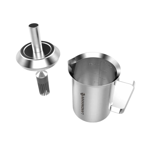 Vas pentru sos marina, cu pensula inclusa, inox, 12 x 14.8 x 9.3 cm