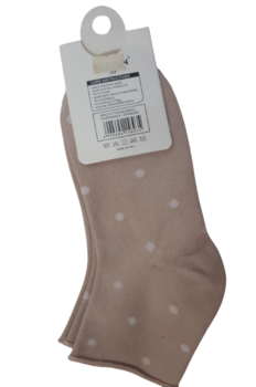 Set 2 perechi sosete medicinale, fara elastic, marime 35-41, cafeniu cu buline albe Set 2 perechi sosete medicinale, fara elastic, marime 35-41, cafeniu cu buline albe