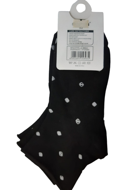 Set 2 perechi sosete medicinale, fara elastic, marime 35-41, negru cu buline albe