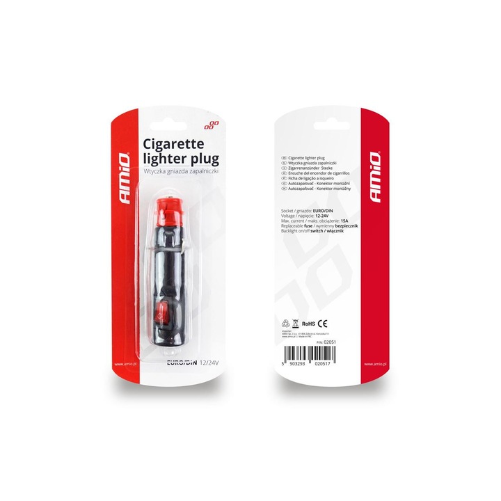 Fisa bricheta Amio cu comutator euro Din 12V - 24V