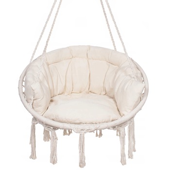 Scaun rotund Sersimo SPR30 tip leagan suspendat cu perna Confort Plus casa sau gradina, bej Scaun rotund Sersimo SPR30 tip leagan suspendat cu perna Confort Plus casa sau gradina, bej