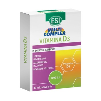 Supliment alimentar Multicomplex Vitamina D3 2000UI, ESI, 30 tablete Supliment alimentar Multicomplex Vitamina D3 2000UI, ESI, 30 tablete