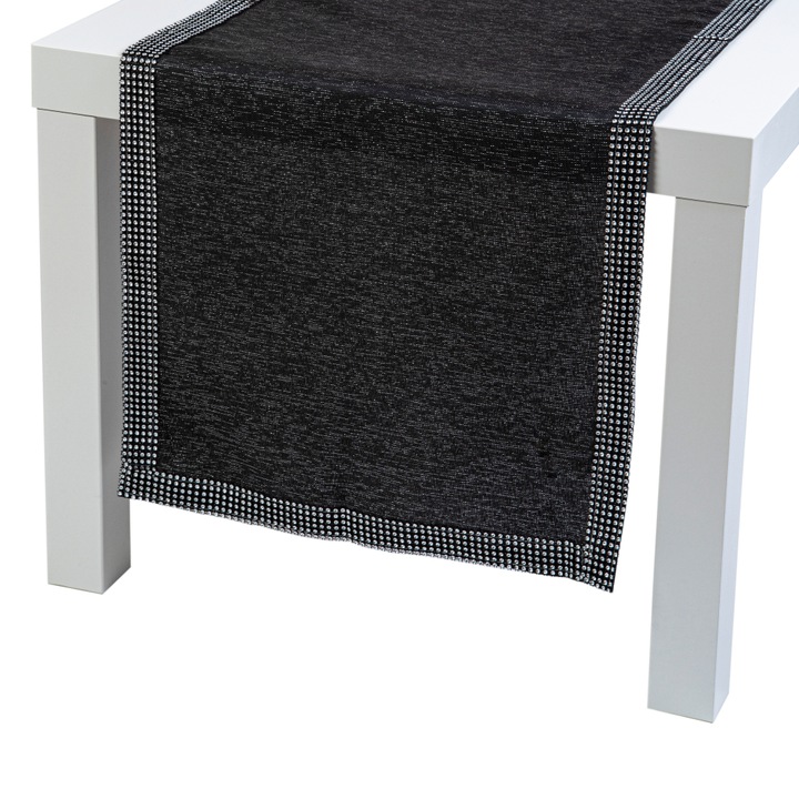 Fata de masa din poliester JEDEKA MARGO 921 SILVER, 60 x 120 cm, Negru/Argintiu