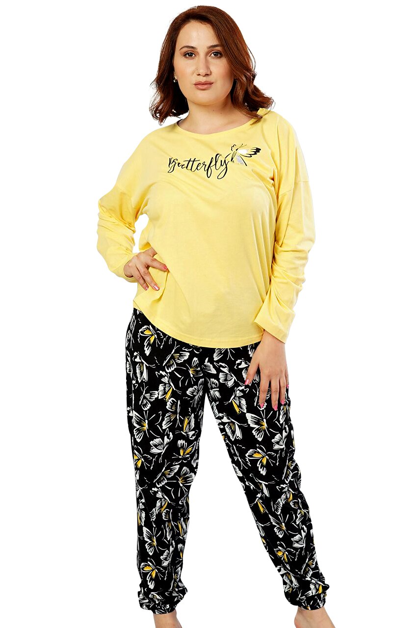 Pijama Dama, Vienetta, Model 'Butterfly', Culoare Galben