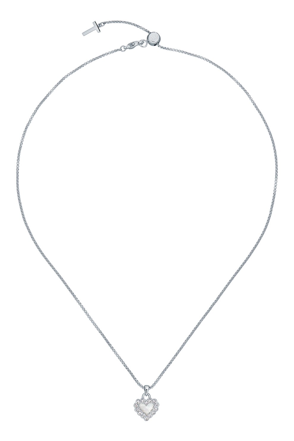 Ted Baker, Colier ajustabil cu element in forma de inima decorat cu cristale, Argintiu