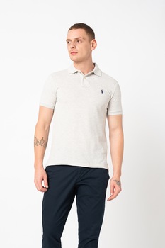 Polo Ralph Lauren, Tricou polo slim fit Classics, Gri melange/Bleumarin Polo Ralph Lauren, Tricou polo slim fit Classics, Gri melange/Bleumarin