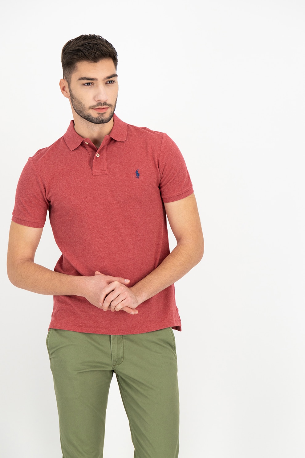 Polo Ralph Lauren, Tricou polo slim fit din material pique Classics, Rosu stins