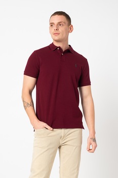 Polo Ralph Lauren, Tricou polo slim fit din material pique Classics, Violet tyrian Polo Ralph Lauren, Tricou polo slim fit din material pique Classics, Violet tyrian