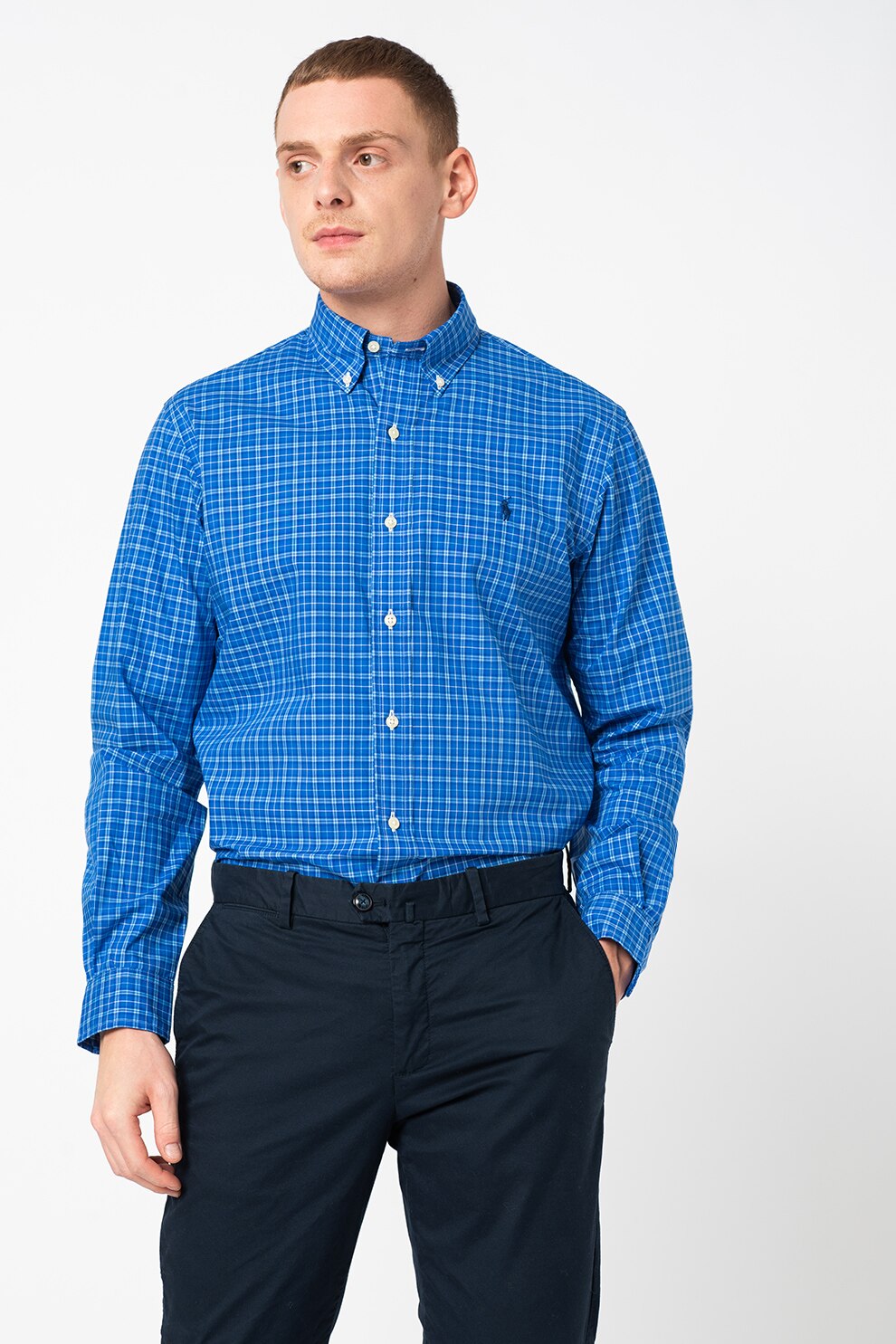 Polo Ralph Lauren, Camasa din bumbac cu imprimeu Classics, Albastru/Alb