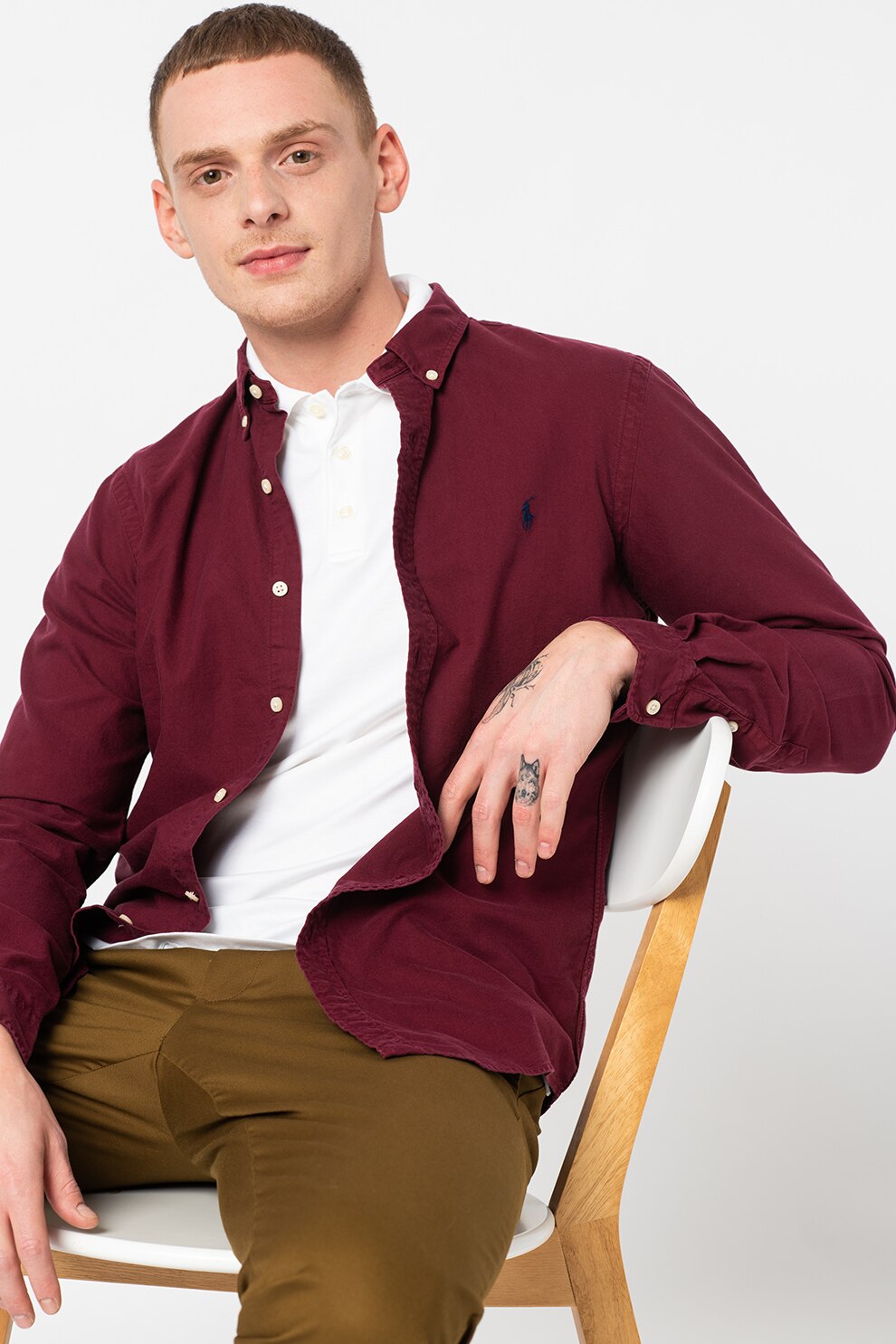 Polo Ralph Lauren, Camasa oxford slim fit, Violet pruna/Bleumarin