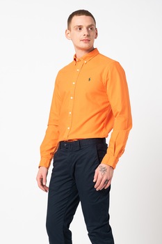 Polo Ralph Lauren, Camasa oxford slim fit, oranj mandarina, verde englez Polo Ralph Lauren, Camasa oxford slim fit, oranj mandarina, verde englez