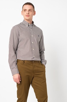 Polo Ralph Lauren, Camasa in dungi cu guler fixat cu nasturi Classics, Alb/Maro Polo Ralph Lauren, Camasa in dungi cu guler fixat cu nasturi Classics, Alb/Maro