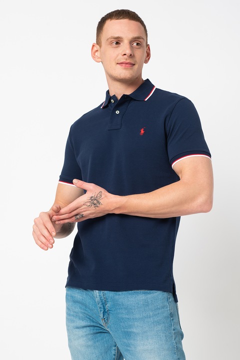 Polo Ralph Lauren, Tricou polo slim fit Classics, Rosu/Bleumarin