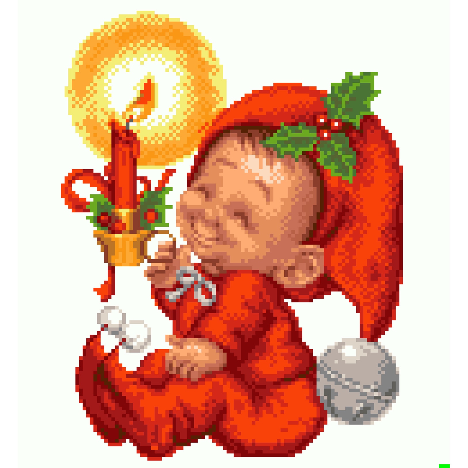 Goblen, Spiridusul Craciunului, Rogoble, kit goblen cu diagrama alb-negru, fire mouline 12 x 13 cm