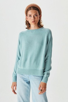 LTB, Pulover tricotat fin cu maneci raglan, Albastru pastel LTB, Pulover tricotat fin cu maneci raglan, Albastru pastel