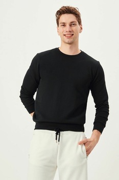 LTB, Bluza sport cu decolteu la baza gatului, Negru LTB, Bluza sport cu decolteu la baza gatului, Negru