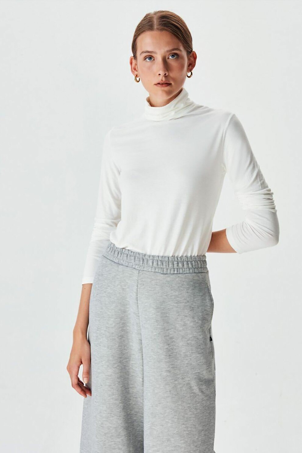 LTB, Bluza cu guler inalt, Alb