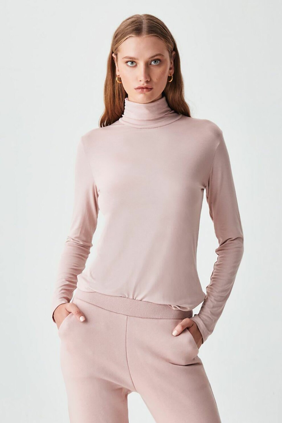 LTB, Bluza cu guler inalt, Roz pal