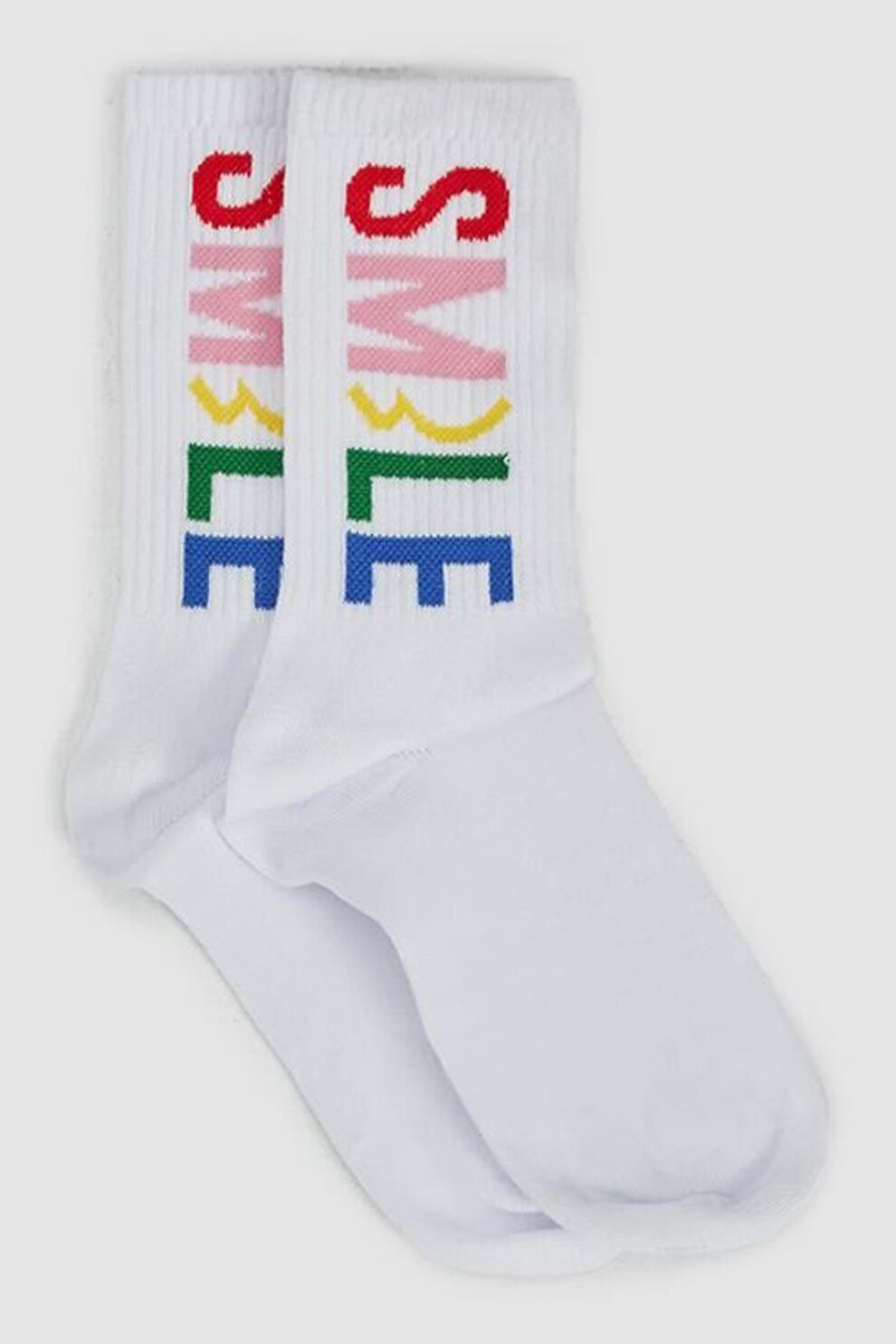 LTB, Sosete scurte cu model text contrastant, Alb, 39-41