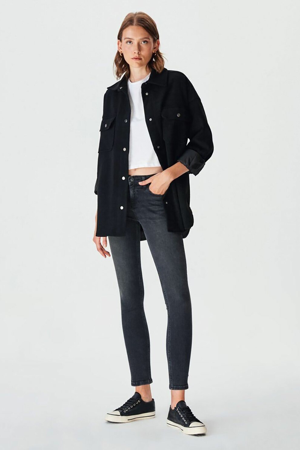 LTB, Jacheta tip camasa lunga cu buzunare cu clapa, Negru