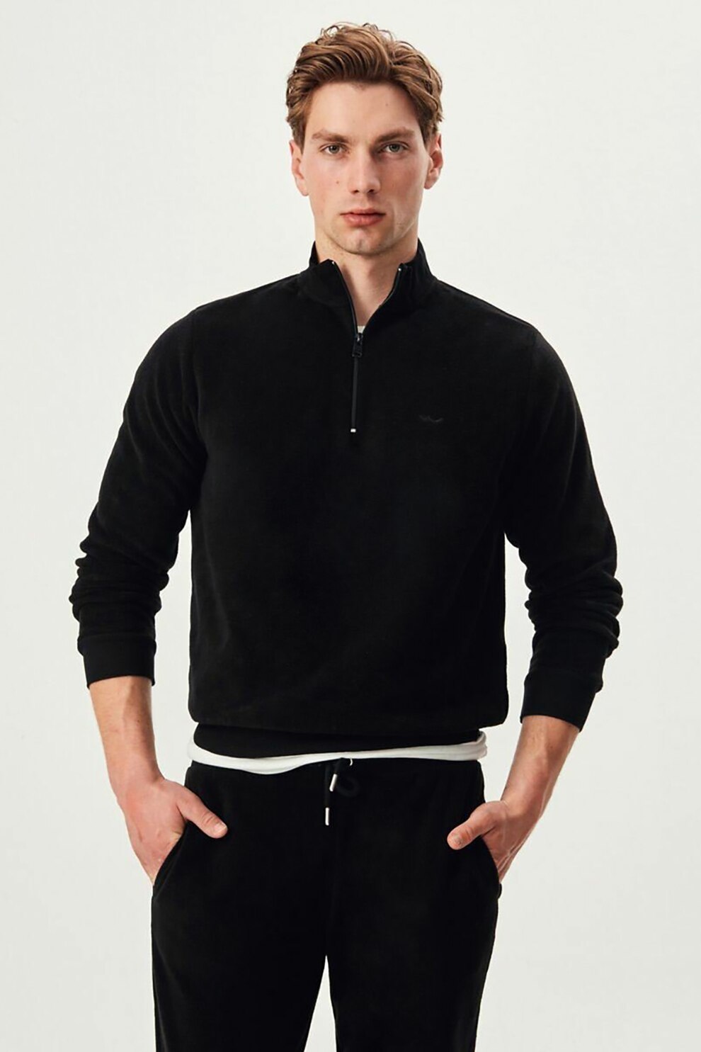 LTB, Bluza sport cu fenta cu fermoar, Negru