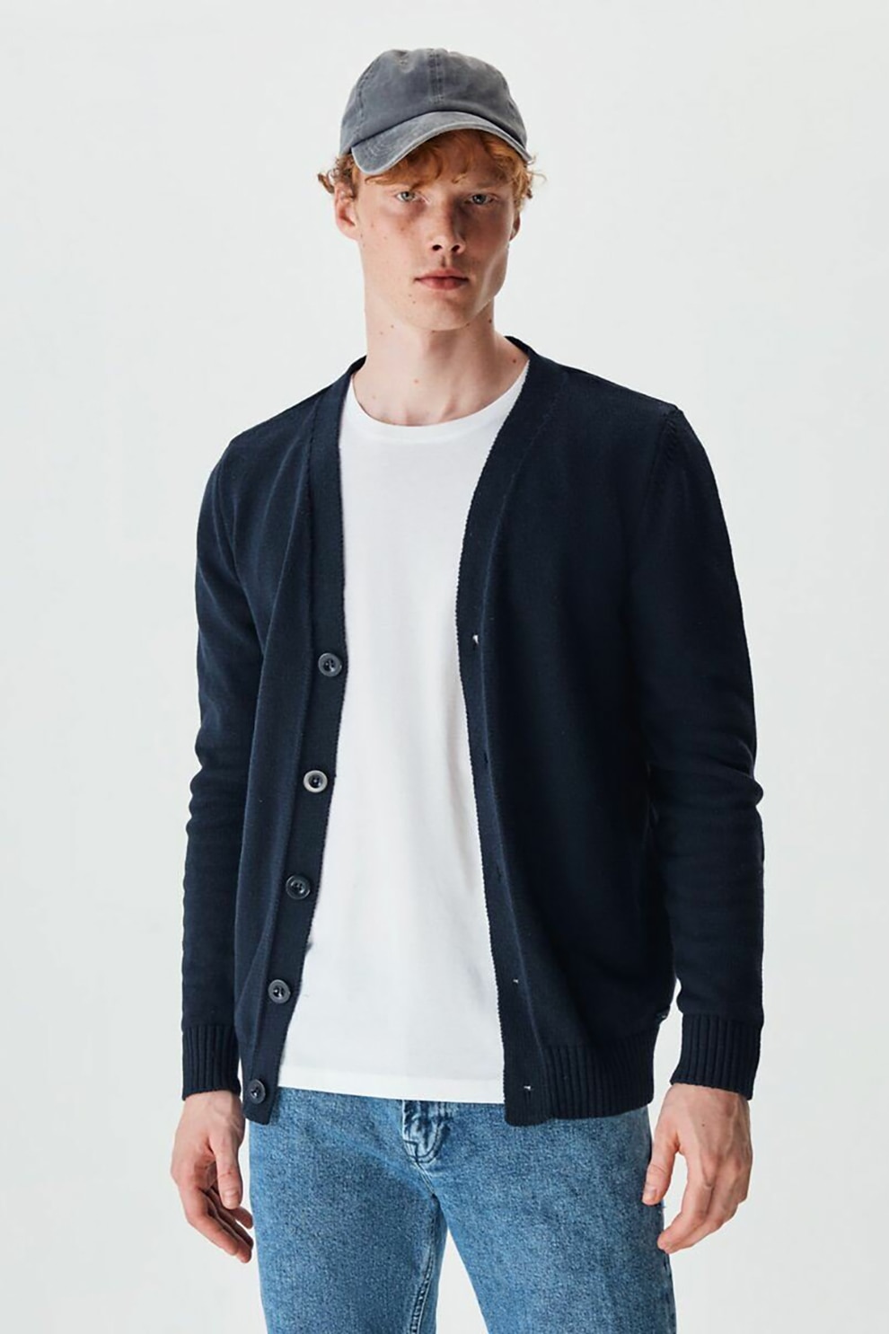 LTB, Cardigan tricotat fin cu decolteu in V, Bleumarin, S