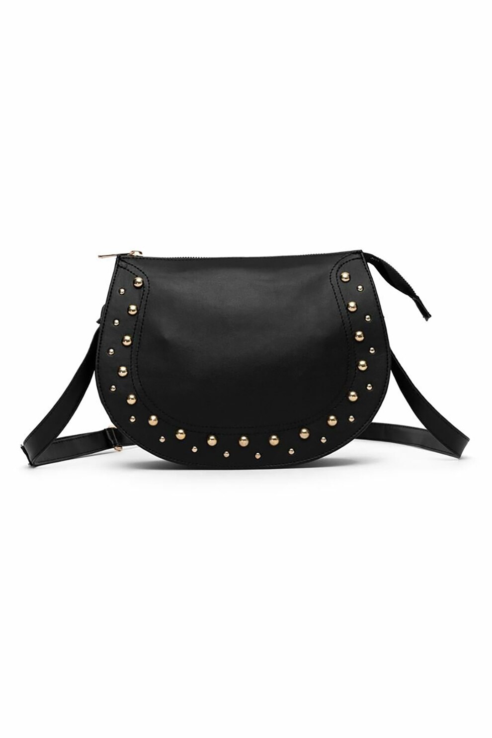 LTB, Geanta crossbody de piele ecologica cu tinte, Negru