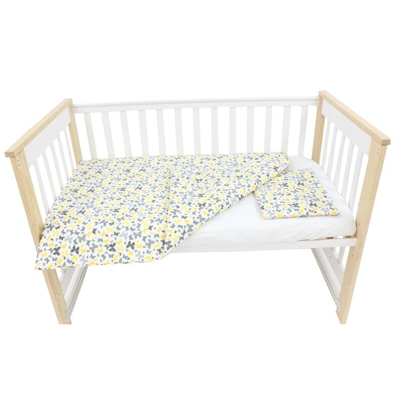 Set lenjerie, Prichindel, flanel, 3 piese, Fluturasi galbeni,120x60 cm