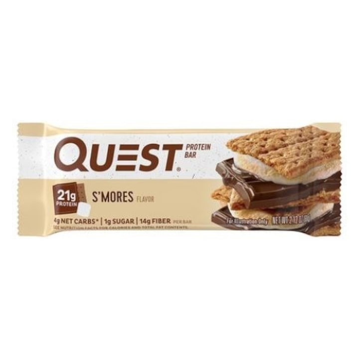 Baton Proteic inlocuitor de masa, GNC Quest® Protein Bar, cu Aroma de Bezele cu Ciocolata, 60g