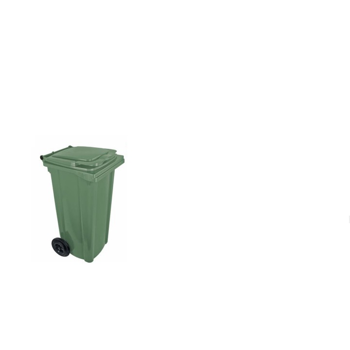 Pubela de inalta calitate DacEnergy©, plastic, cu capac, 2 roti, rezistenta UV si inghet, 120l, locas cip, verde, 550x480x964 mm