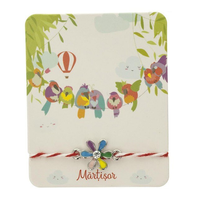 Bratara Argintie Kids cu Floricica Colorata