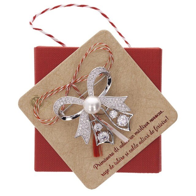 Brosa Gold Plated Fundita Argintie