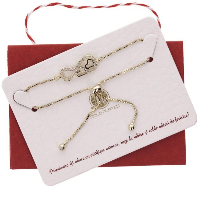 Bratara Aurie Premium Infinit cu Inimioare