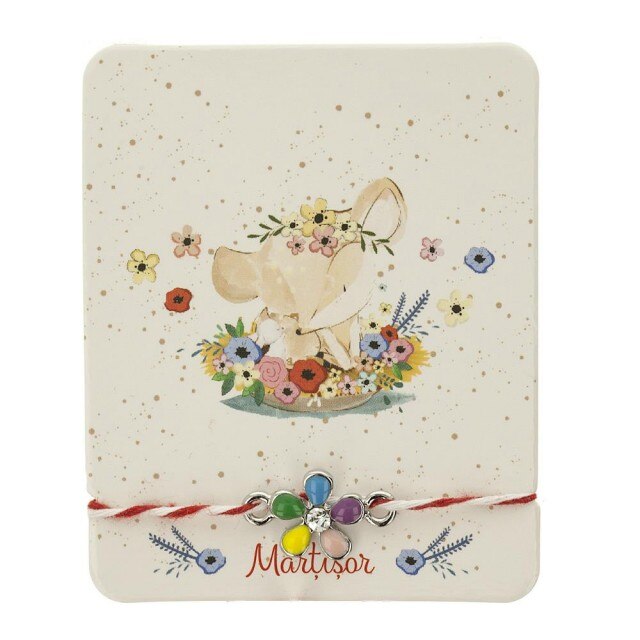 Bratara Argintie Kids cu Floare Colorata