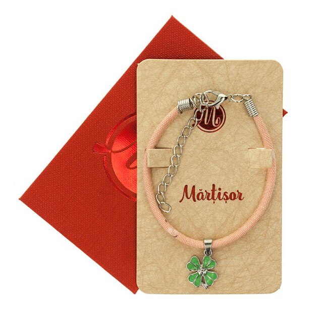 Bratara Roz cu Trifoi Norocos