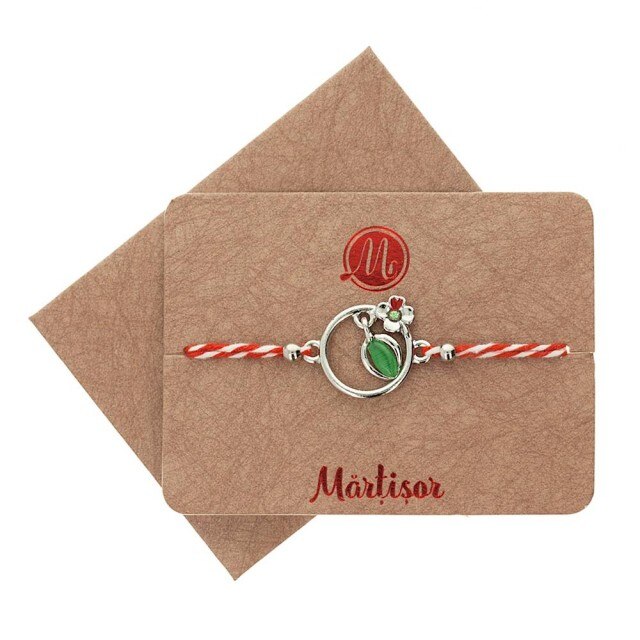 Bratara Argintie Jucausa Frunzulita Verde