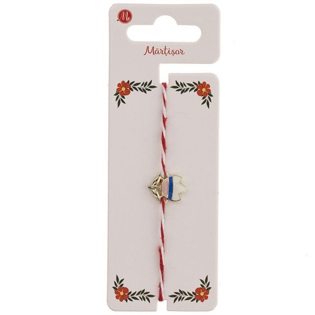 Bratara Aurie Martisor cu Lalea Indigo