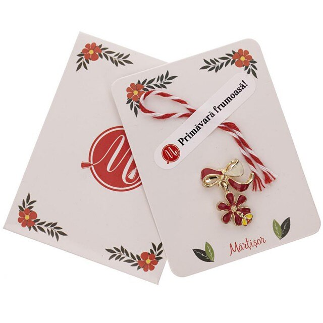 Brosa Jucausa Floare Rosie si Albinuta