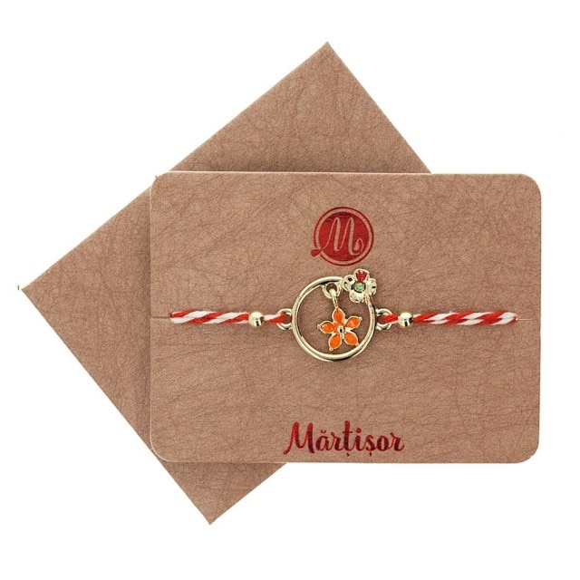 Bratara Aurie Jucausa Floare Portocalie