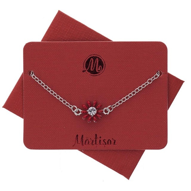 Bratara Martisor Metalic Floare Rosie