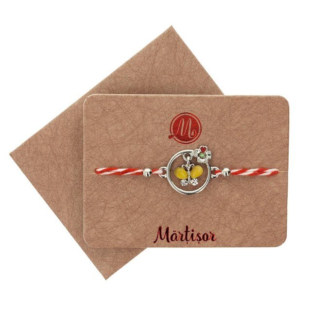 Bratara Argintie Jucausa Fluturas Galben