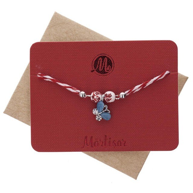 Bratara Martisor Ceramic Fluturas Albastru