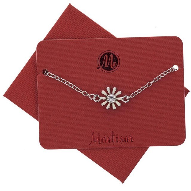 Bratara Martisor Metalic Floare Alba