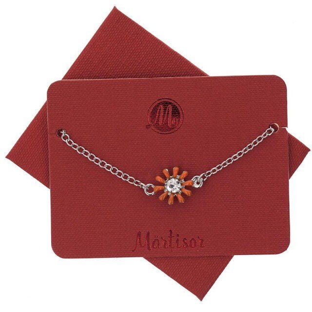 Bratara Martisor Metalic Floare Portocalie