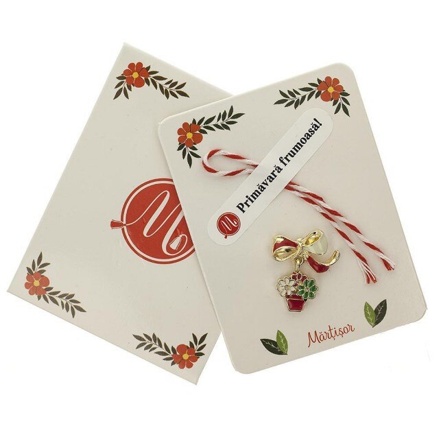 Brosa Jucausa Ghiveci cu Floricele Alb