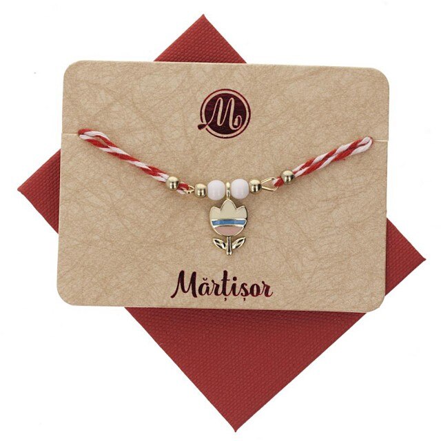 Bratara Aurie Dubla cu Lalea Albastra