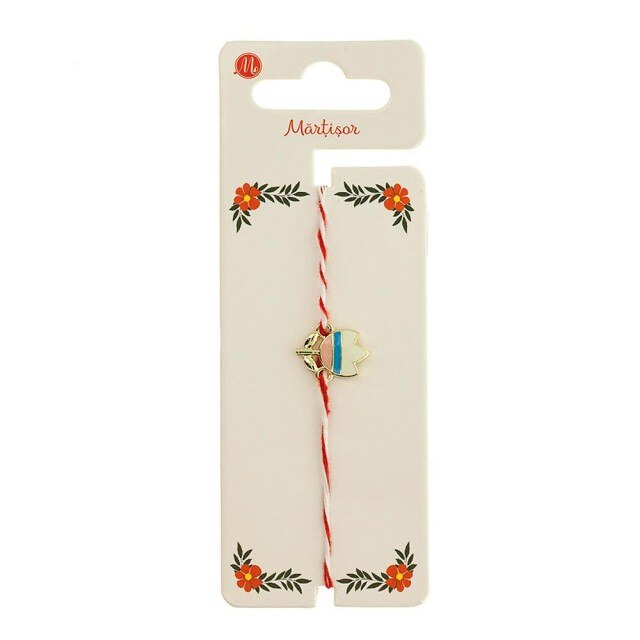 Bratara Aurie Martisor cu Lalea Albastra